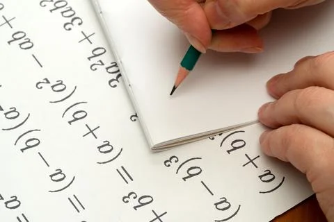 Creative math problem solving in a study space Foto stock
