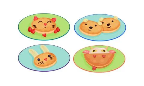 Creative Meal Dishes Plating and Serving Ideas Vector Set Stock Illustration