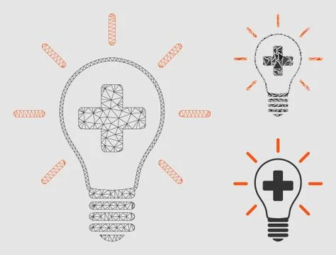 Creative Medicine Bulb Vector Mesh Network Model and Triangle Mosaic Icon Stock Illustration