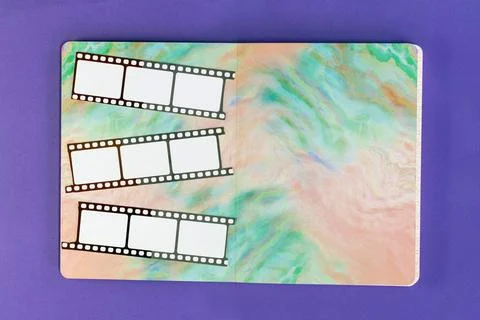 Creative Memory Layout with Pastel Marble Pages and Film Frames Stock Photos