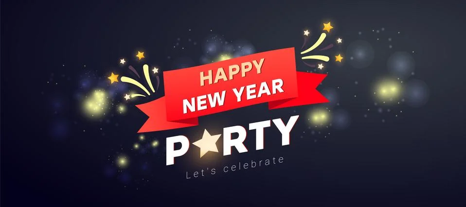 Creative Merry Christmas party background with firework, frame and text on a  Stock Illustration