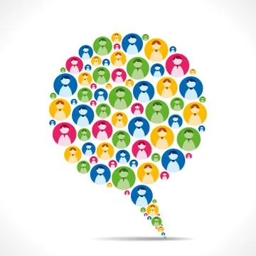 Creative message bubble design with people icon vector Stock Illustration