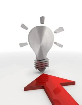 Creative metallic idea icon with red arrow Stock Illustration