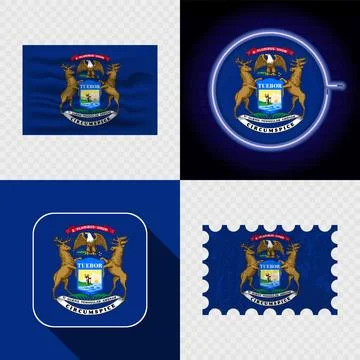 Creative Michigan Flag Icon Set Collection. Illustrazione stock