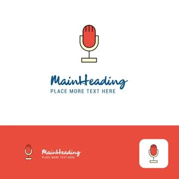 Creative Microphone Logo Design. Flat color Logo place for Tagline. Vector Il Ilustración de archivo