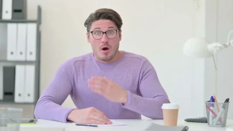 Creative Middle Aged Man Feeling Shocked 스톡 동영상 143563491