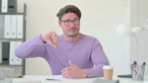 Creative Middle Aged Man Showing Thumbs Down Sign 스톡 동영상 143562663