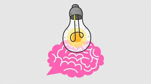 Creative mind and idea smart brain logo in cartoon animation. Isolated thinking Stock Footage 310045442