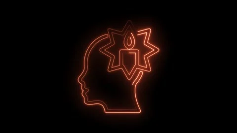 Creative mind with burning candle idea neon light glowing silhouette on bla.. Stock Footage 345997669