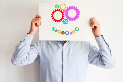 Creative mind concept spinning gears or wheels Fotos Stock