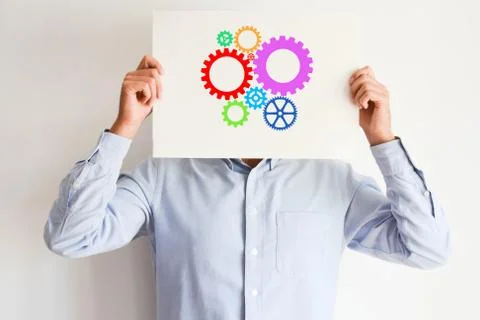 Creative mind concept spinning gears or wheels 스톡 사진