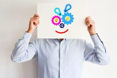 Creative mind concept spinning gears or wheels Fotos Stock