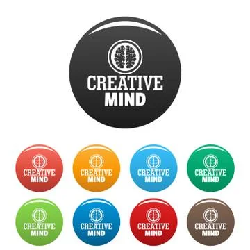 Creative mind icons set color 스톡 일러스트