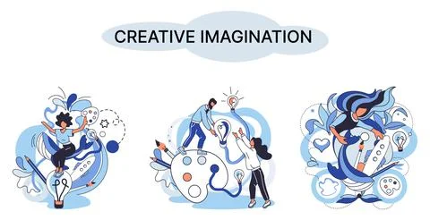 Creative mind, imagination or brainstorm or originative idea concept. Phantasy Illustrazione stock