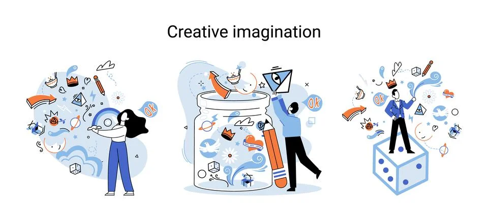 Creative mind, imagination or brainstorm or originative idea concept. Phantasy Stock Illustration