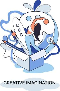 Creative mind, imagination or brainstorm or originative idea concept. Phantasy Illustrazione stock