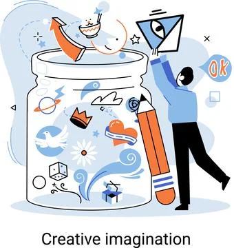 Creative mind, imagination or brainstorm or originative idea concept. Phantasy Illustrazione stock