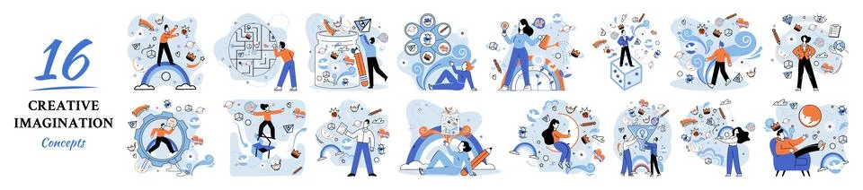 Creative mind, imagination or brainstorm or originative idea concept. Phantasy Illustrazione stock