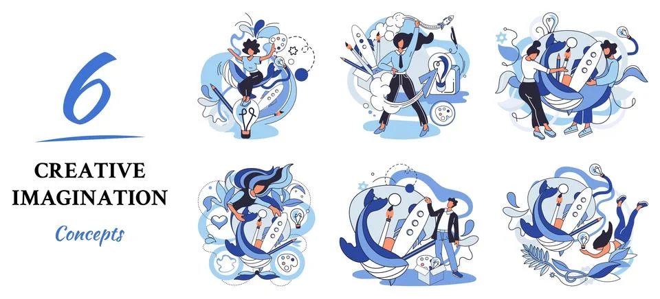 Creative mind, imagination or brainstorm or originative idea concept. Phantasy Illustrazione stock