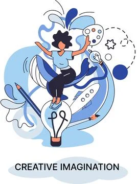 Creative mind, imagination or brainstorm or originative idea concept. Phantasy Illustrazione stock