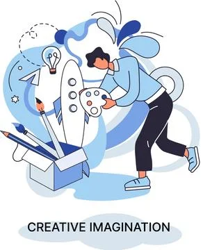 Creative mind, imagination or brainstorm or originative idea concept. Phantasy Illustrazione stock