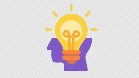 Creative mind with a light bulb logo in cartoon animation. Idea generation icon. Stock Footage 313039268