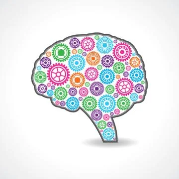 Creative mind or brain with colorful gears stock vector Stock Illustration