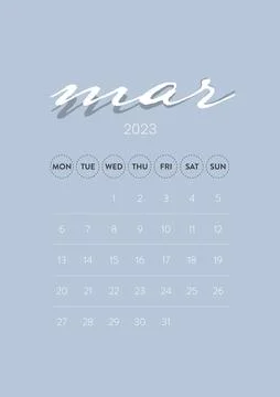Creative minimal business monthly 2023 Calendar template vector. Desk, wall.. Stock Illustration