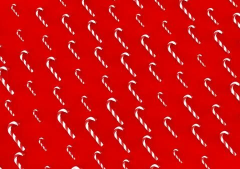 Creative minimal Christmas art. Pattern made with Christmas cane candies. 3D  Stock Illustration