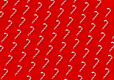 Creative minimal Christmas art. Pattern made with Christmas cane candies. 3D  Stock-Illustration