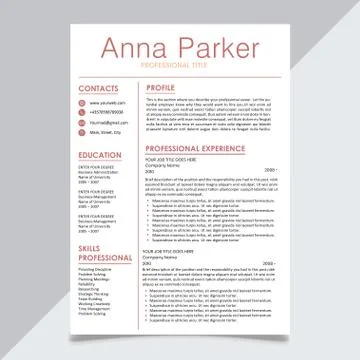 Creative Minimal Clean resume Template Stock Illustration