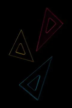 Creative minimal composition made with school supplies flying in the air in neon Stock Illustration