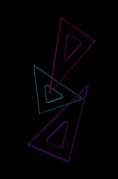 Creative minimal composition made with school supplies flying in the air in neon Stock Photos