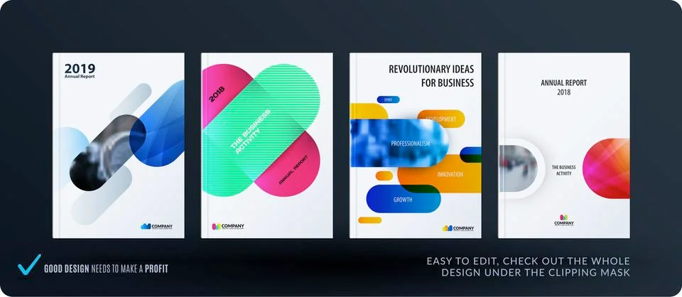 Creative minimal design of brochure set, abstract annual report, horizontal 스톡 일러스트