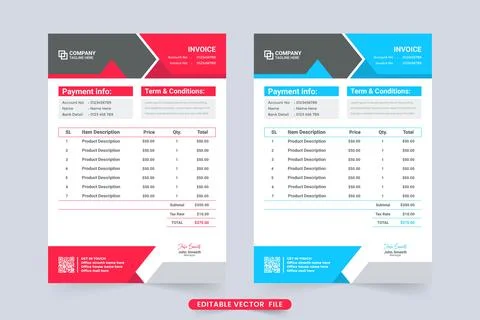 Creative minimal invoice and billing paper template vector. Payment receipt a Stock Illustration