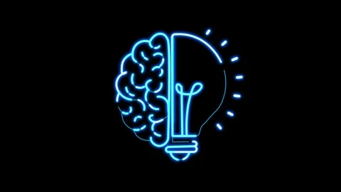 Creative Minimal Line Animation Of A Human Brain Combined With A Glowing Video stock 346858034