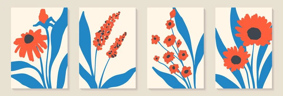 Creative minimalist Abstract art background with leaves branch and Hand Dra.. Stock Illustration