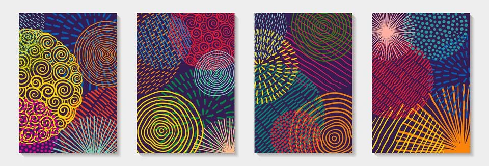 Creative minimalist Abstract art background with Hand Drawn doodle Scribble C イラスト素材