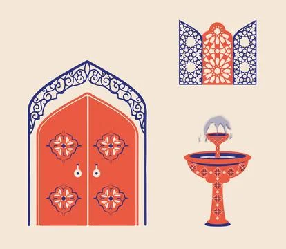 Creative minimalist abstracts House or mosque facade. Иллюстрация
