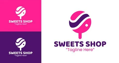 Creative Minimalist Candy Stick Emblem in Circular Flat Design Stock Illustration