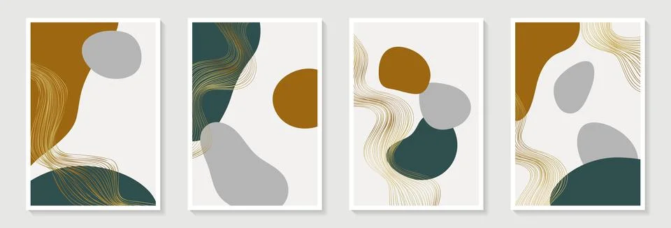 Creative minimalist hand draw Abstract art background with stain and shape .. Stock Illustration