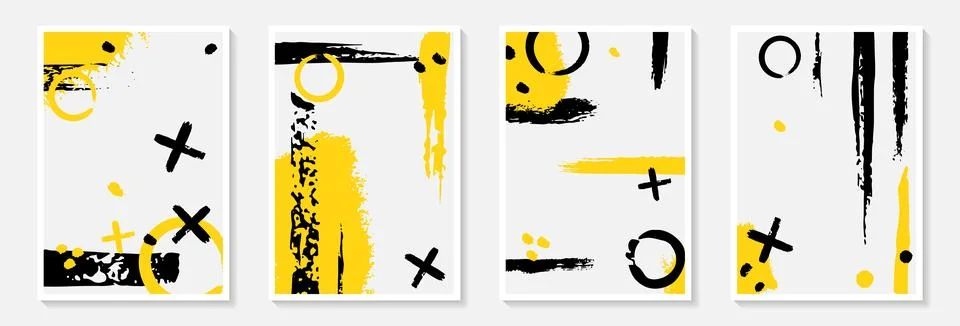 Creative minimalist hand draw Abstract art background with stain and shape,.. Stock Illustration