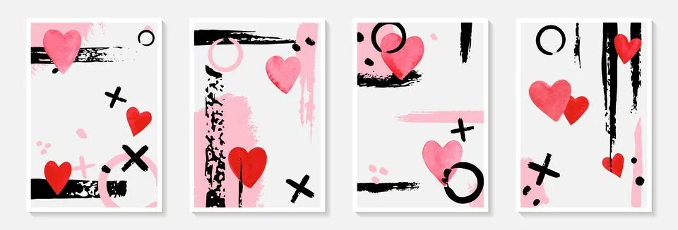 Creative minimalist hand draw Abstract art background with stain and shape,.. Stock Illustration