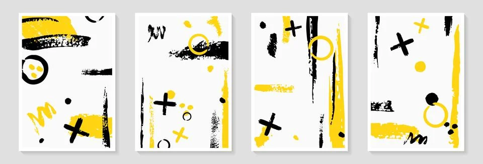 Creative minimalist hand draw Abstract art background with stain and shape,.. Stock Illustration