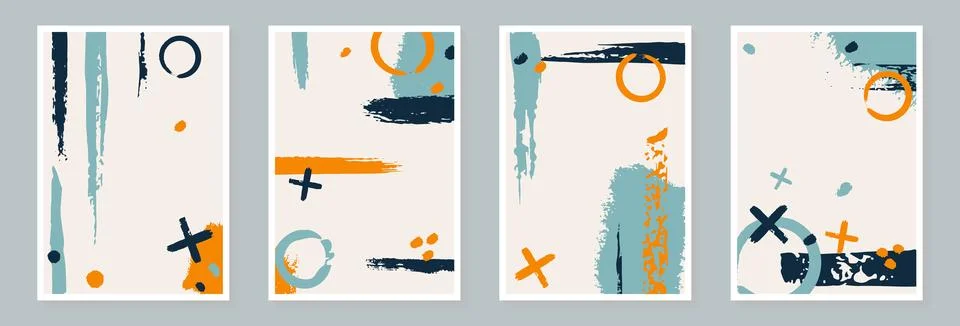 Creative minimalist hand draw Abstract art background with stain and shape,.. Stock Illustration