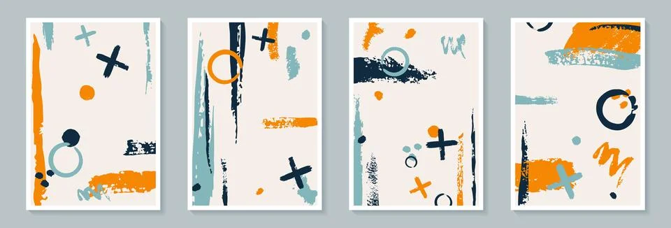 Creative minimalist hand draw Abstract art background with stain and shape,.. Stock Illustration