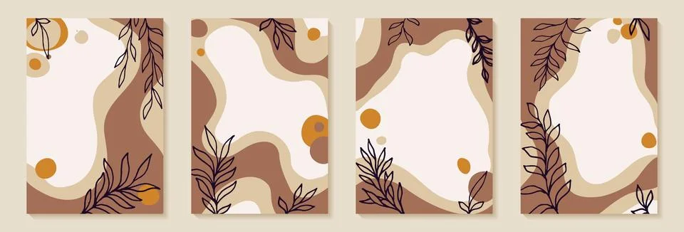 Creative minimalist hand draw Abstract art background with stain and shape .. Stock Illustration