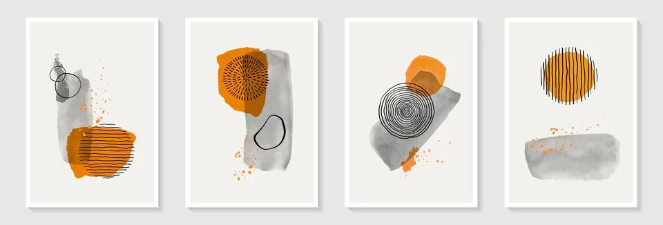 Creative minimalist hand draw Abstract art background. Modern aesthetic ill.. Stock Illustration