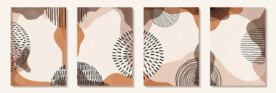 Creative minimalist hand draw Abstract art background with stainshape eleme.. Stock Illustration