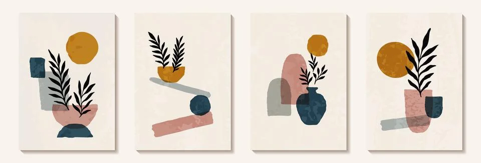 Creative minimalist hand draw Abstract art background. Modern aesthetic ill.. Stock Illustration